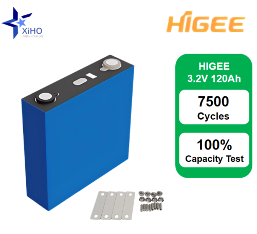 XIHO HIGEE 3.2V 120Ah 7500 Cyclelife LiFePO4 Prismatic Battery Cell for Household Energy Storage