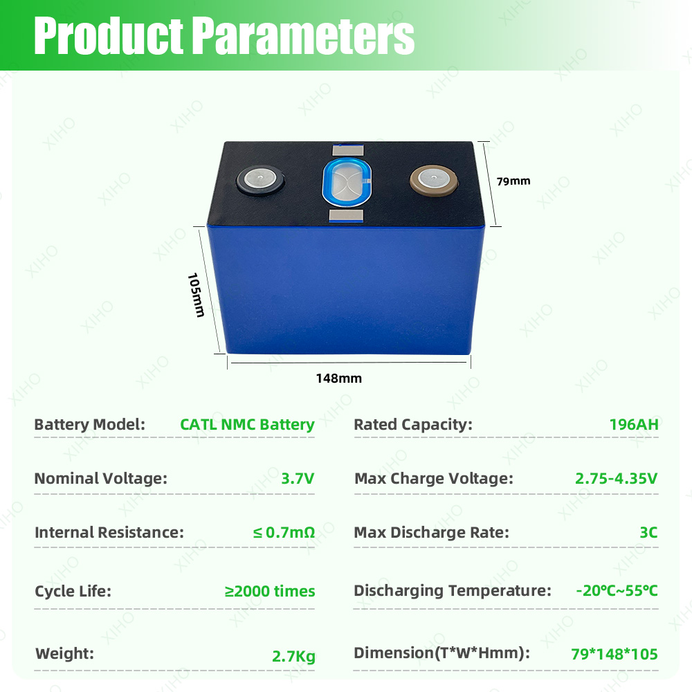 XIHO Wholesale Price CATL 3.7V 196Ah High Quality NMC Prismatic Battery Cell