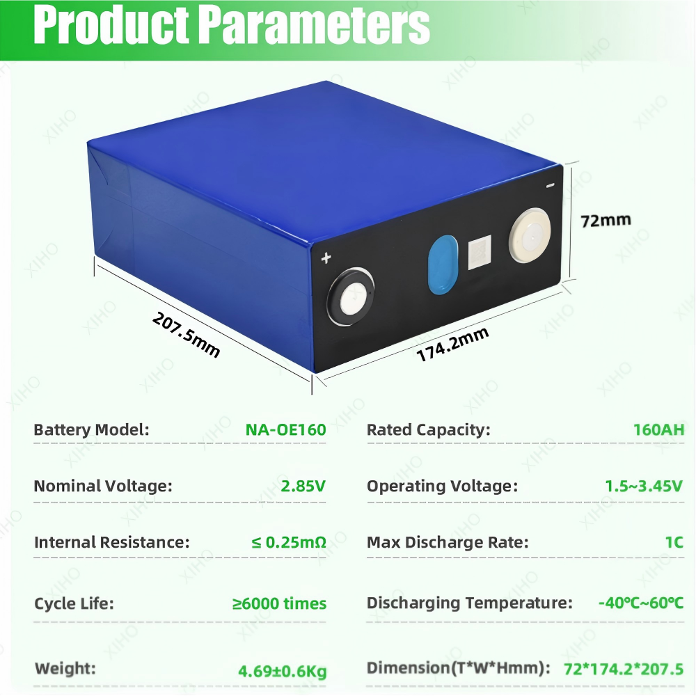 XIHO New Design 6000 Cycle life HiNa 2.85V 160Ah Sodium Ion Battery Cell