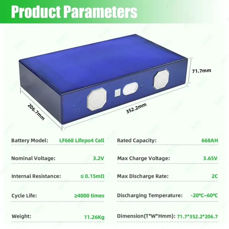 EVE 3.2V 668Ah LF668 Prismatic LiFePO4 Battery