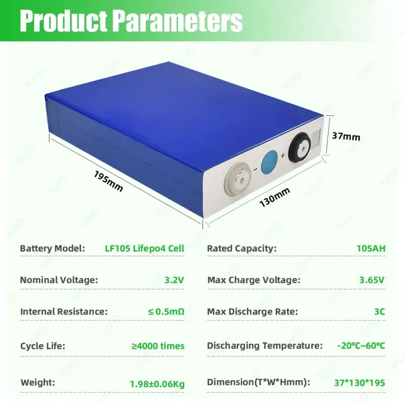 XIHO High Quality 3C Max Discharge rate EVE 3.2V 105Ah lithium iron phosphate battery for Household Energy Storage