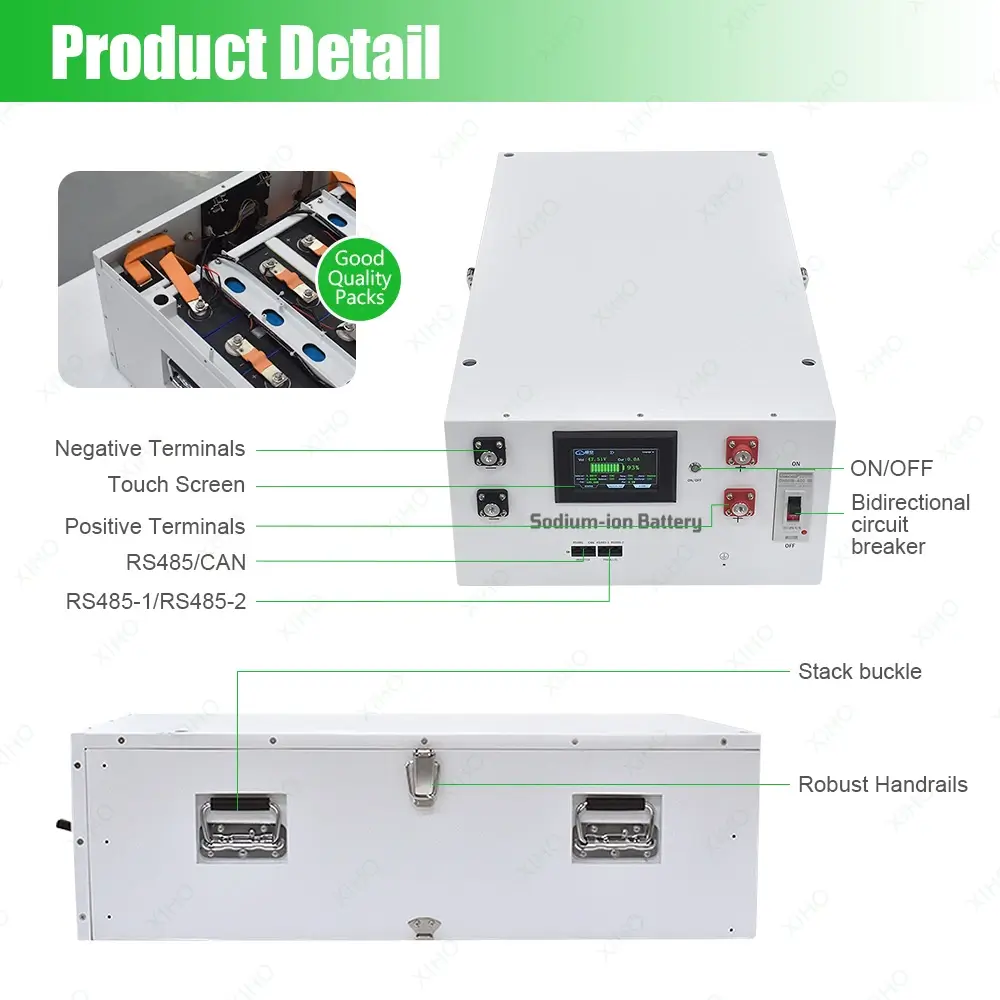 XIHO 8kWh Stackable Sodium-ion Battery pack 160Ah Grade A Cells PACE BMS for Solar Home Energy Storage Manufacture Direcetly Supply