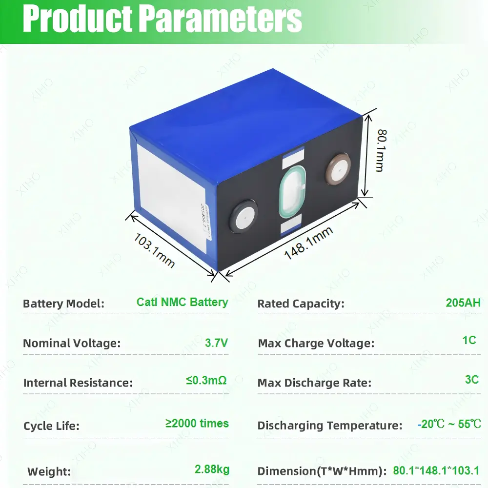 XIHO CATL 3.7V 205Ah NMC Prismatic Battery for Household Energy Storage