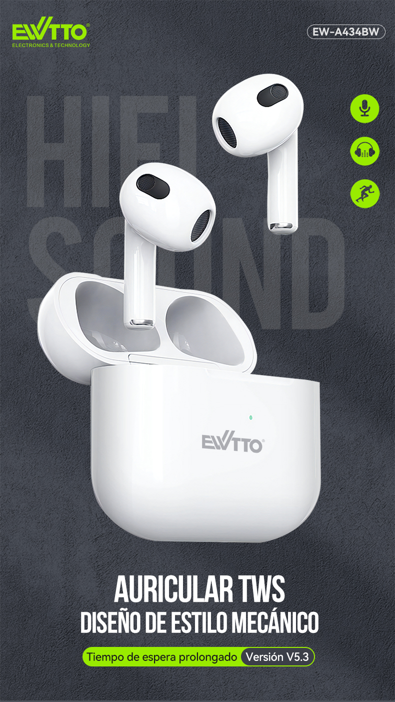 EW-A434BW Auricular TWS,Audífonos de Bluetooth