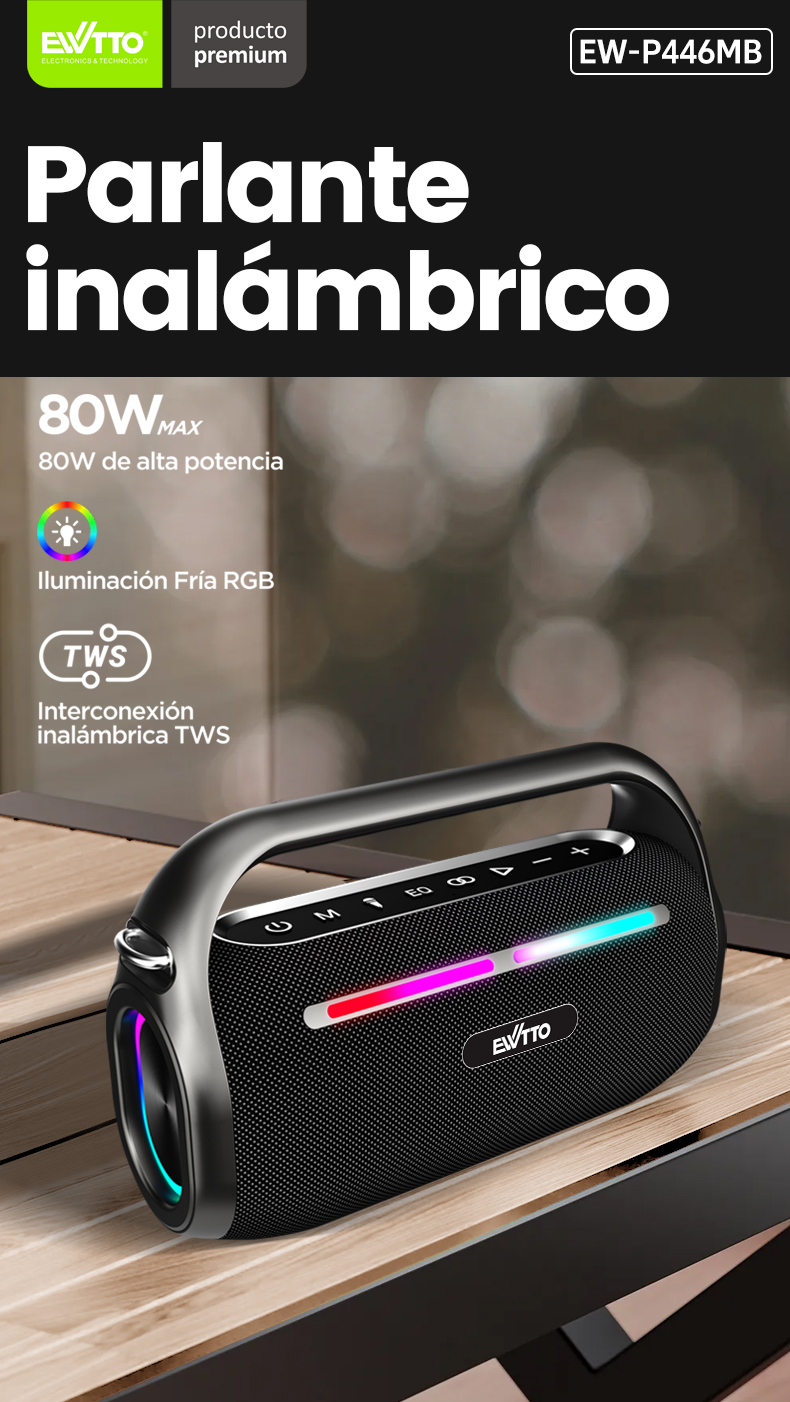 EW-P446MB Parlante portátil Bluetooth,Parlante de Bluetooth