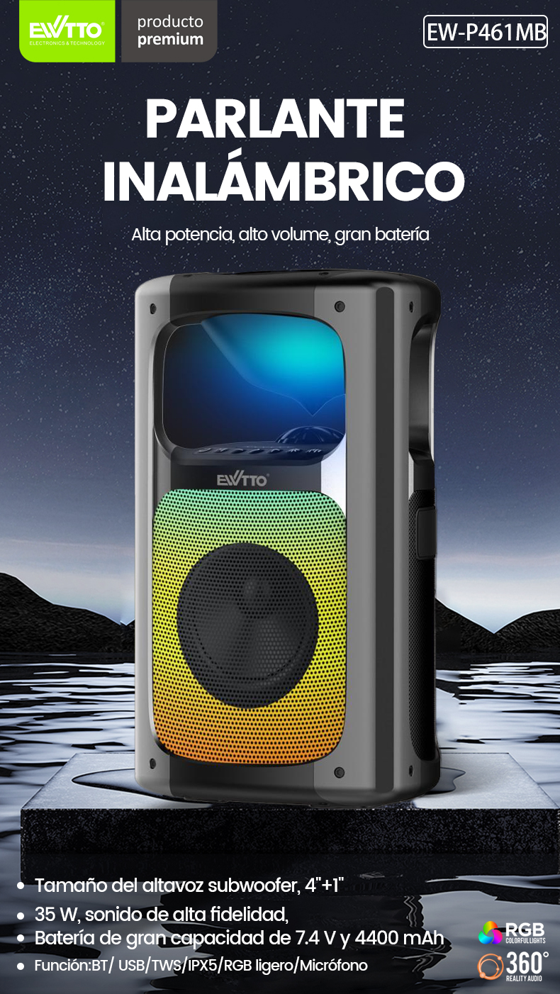 EW-P461MB Parlante inalámbrico,Parlante de Bluetooth