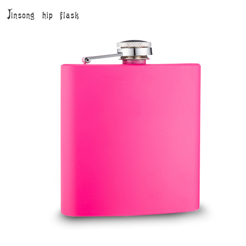 6oz powder coated pink stainless steel flasks ,laserable hip flasks
