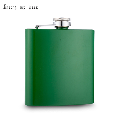 Powder Coated Flask Green 6oz ,18/8 stainless steel engraved flasks