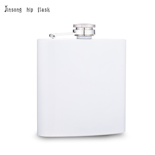 6oz white colored hip flask ,18/8 stainless steel ,food degree