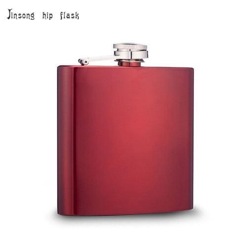 6 oz Powder Coated Flask Red ,wholesale flask, 18/8 stainless steel flask