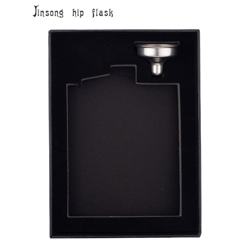 Hip flask black gift box with foam inner and funnel suit for 5oz/6oz /7oz