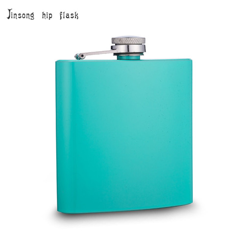 6 oz matt teal powder coated stainless steel hip flask,18/8 stainless steel , Laserable Flasks