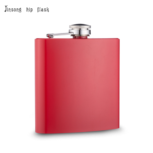 Wholesales Powder coated hip flask 6 oz ,Matt red color ,girl's hip flask