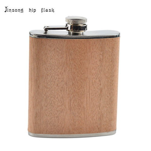 wholesales Wooden wrapped flask 6 oz , true wood wrapped ,light wooden