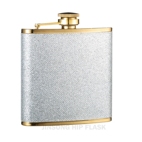 Golden Glitter Flasks 6 oz ,Portable Small Whisky Wine Bottle Bridesmaid Gift