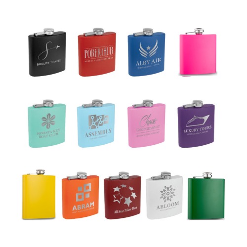Powder -Coated 6 oz hip flask , 13 color available ,Custom logo engraved , 18/8 stainless steel hip flask, hip flask factory