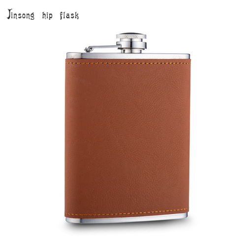 wholesales 8 oz leatherette Wrapped Stainless Steel hip flask ,18/8 stainless steel flask,engraved leather hip flask