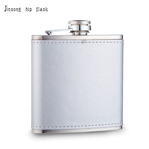 6 oz . Sliver Leatherette Wrapped Stainless Steel hip flask 6 oz ,18/8 stainless steel flask , Bridesmaid hip flask