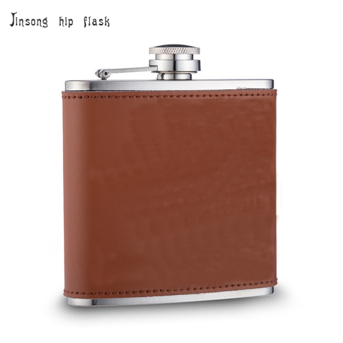 Genuine leather hip flask 6 oz , engraved real leather hip flask , china 304 stainless steel hip flask