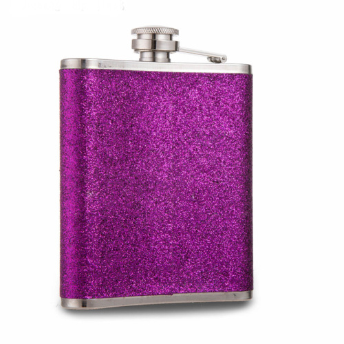 Sparkly Glitter Flask - Silver Stainless Steel 6 oz Liquor Hip Flask, Gifts for Bridesmaids Birthday Wedding Mom Sister Best Friend