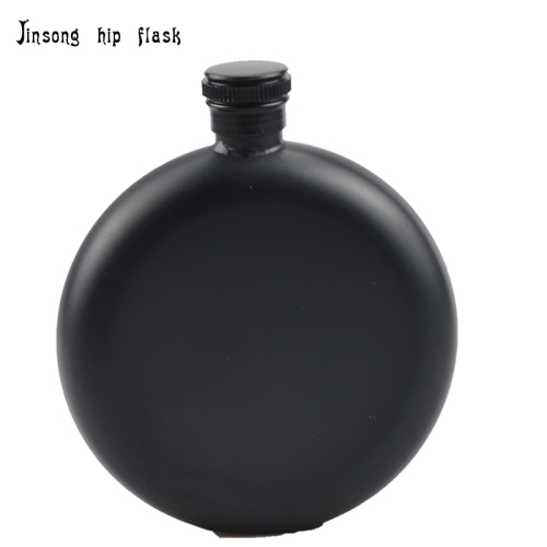 Round hip flask 5 oz , matt black hip flask 5 oz round hip flask
