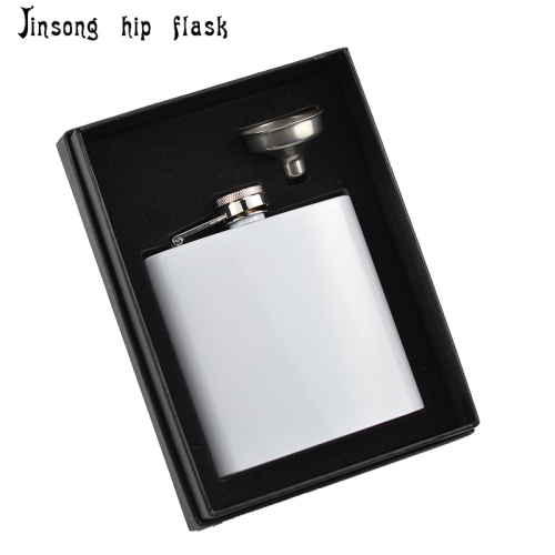 6 oz Sublimation hip flask in personalized gift box ,White color face ,18/8 stainless steel