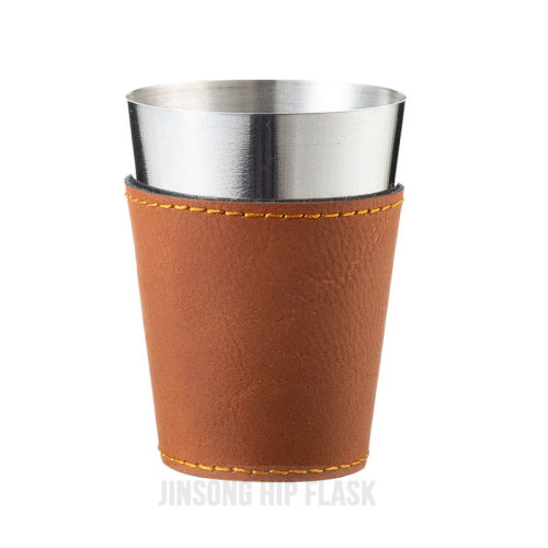 Brown Laserable Leatherette & 304 Stainless Steel Shot Glass