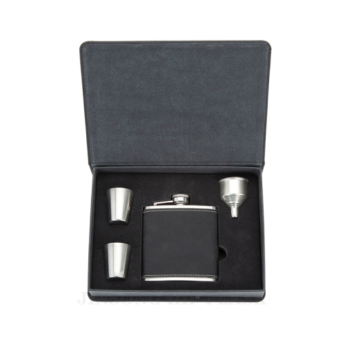 6 oz. Laserable Leatherette Stainless Steel flask in leather gift box