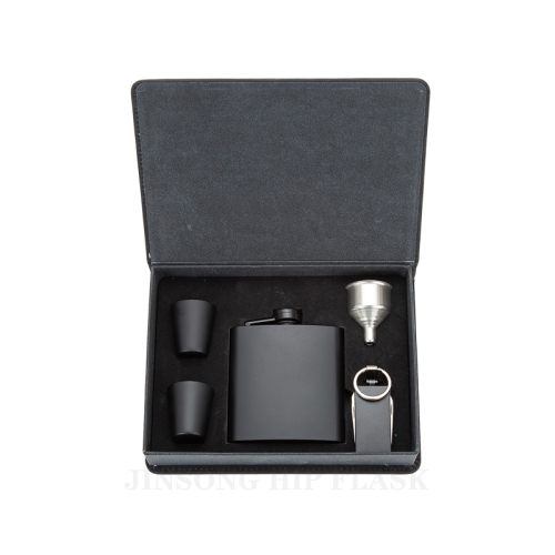 6 oz. Laserable Stainless Steel flask in leather gift box