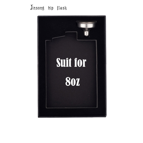 Hip flask black gift box with foam inner and funnel suit for 8 oz