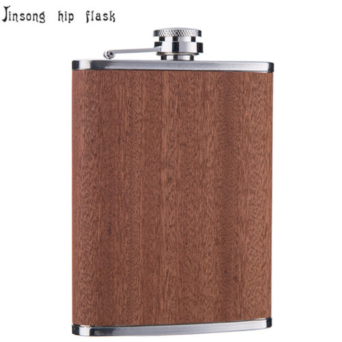 Wooden Flask 8 oz , True wood wrapped , engraved flask