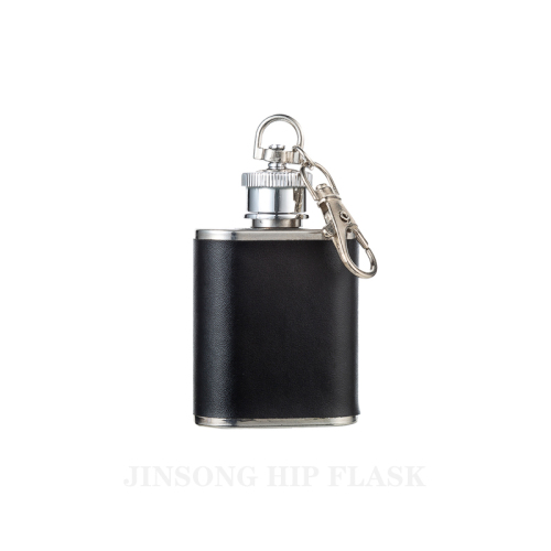 1 oz Key chain Mini Pu Leather Flask , stainless steel 304 Small Perfume Bottle,engraved logo available