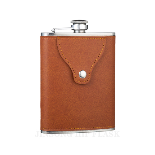 8 oz Laserable Leather Flask ,18/8 stainless steel flask,engraved leather hip flask