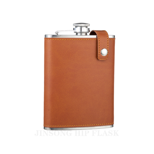 8 oz Laserable Leather Flask ,18/8 stainless steel flask,engraved leather hip flask
