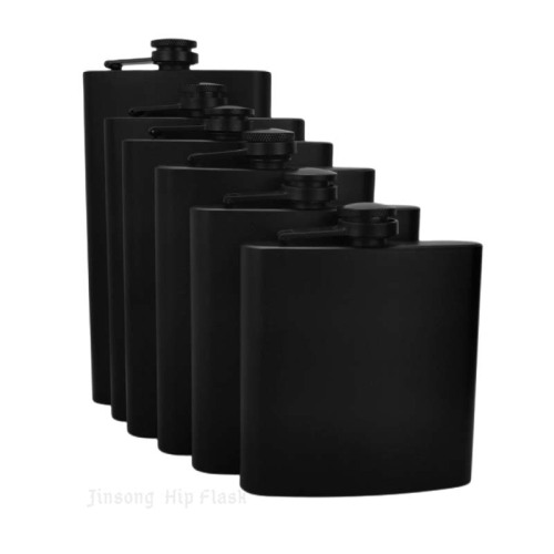 6 oz-12 oz Matt Black hip flask, 18/8 Stainless steel Whisky Flasks,Great personalized gift for Groomsman