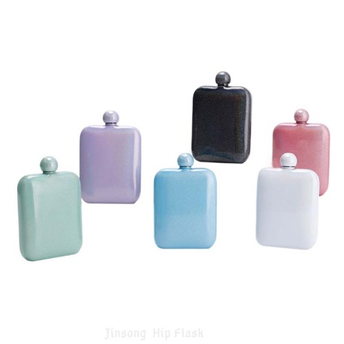 6 oz Ladies Spark Glitter Hip Flask with white Round Cover flask