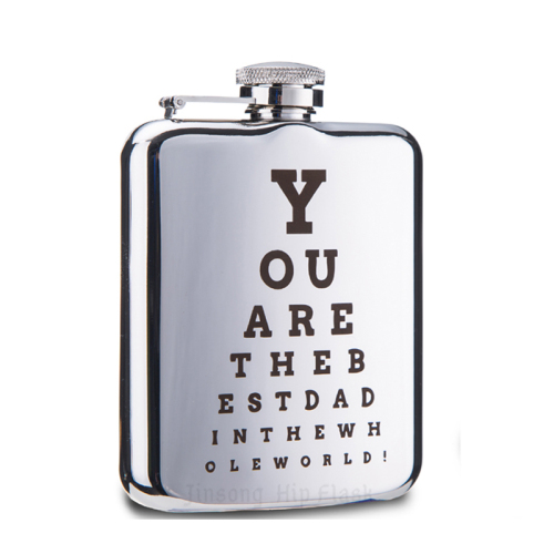 Hand-made Luxury Best Dad Hip flask 6oz sliver with high quality mirror face