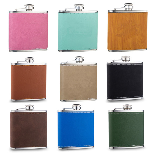 18/8 Stainless Steel 6oz engraved Leatherette Hip Flask Foode Degree ,20 Color available ,LOGO can be engraved