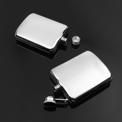 Hand-made Luxury High Quality Mirror Polish Hip flask 6oz sliver with high quality mirror face