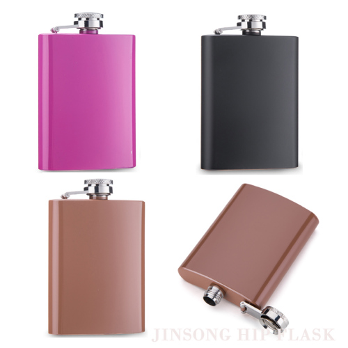 4 OZ Color Coated Hip Flask, 18/8 Stainless steel whisky flask,Great personalized gift for Ladies