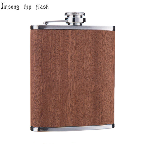 Wooden wrapped flask 6 oz , true wood wrapped , engraved flask