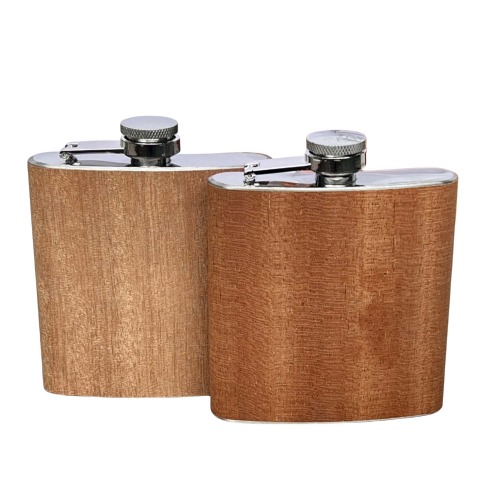 Nature True wooden wrapped flask 6 oz ,light wooden and dark wooden 2 color for choose