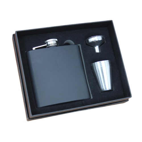 6 oz powder coated white hip flask in personalized gift box