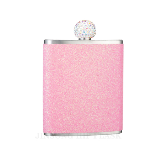 304 Stainless Steel Gilttle Pink Spark Hip Flask 7OZ .Girl's Flask with diamond lid