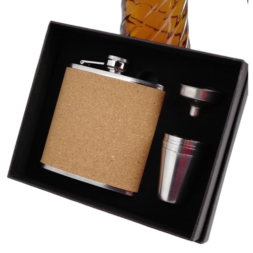 6 oz 6 oz cork leather stainless steel hip flask,18/8 stainless steel leatherret hip flask