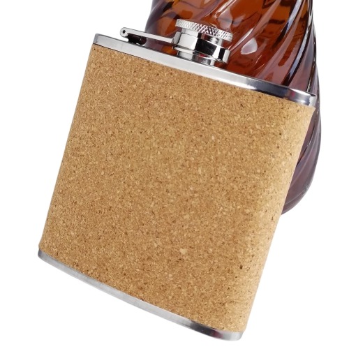 6 oz cork leather hip flask ,18/8 stainless steel liquor flask
