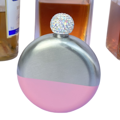 Womens Flask Booze Shot Flask -ab Crystal Lid Cute Liquor Flask For Women