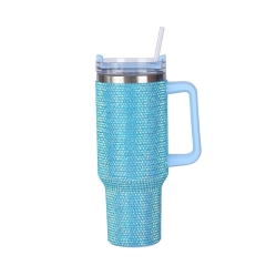 Glitter Rhinestone Blinged 40oz Stainless Steel Tumbler with hand ,304 stainless steel