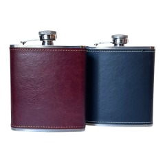 18/8 Stainless Steel 7oz engraved Leatherette Hip Flask Foode Degree ,20 Color available ,LOGO can be engraved