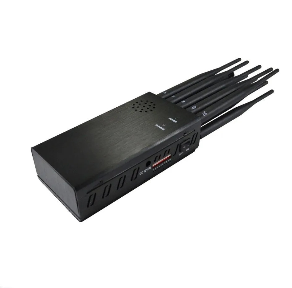 10-Antennas Portable LoJack GPS Wi-Fi Blocker Mobile Phone Jammer 7W Jamming Up to 20m